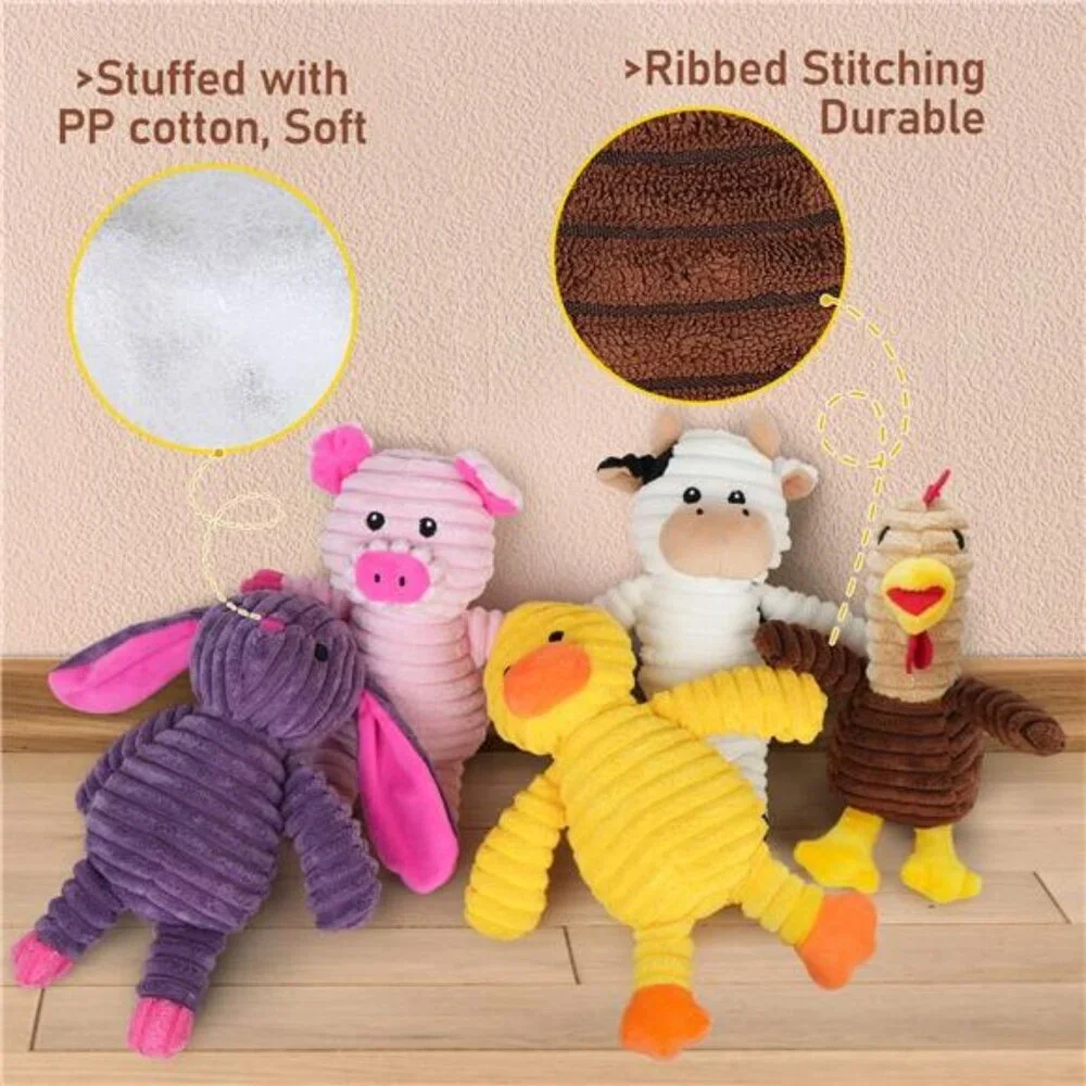 PrimePets Dog Toys, Plush Dog Squeaky Toys 5 Pack Stuffed Cute Dog Gift Toys